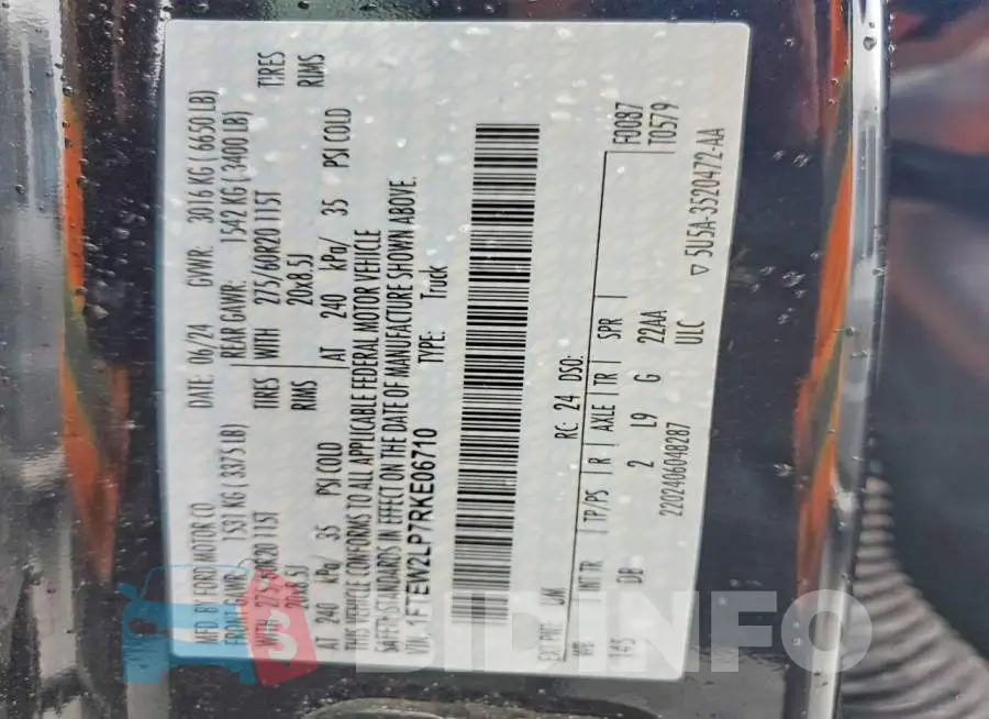 1FTEW2LP7RKE06710 Photo# 12