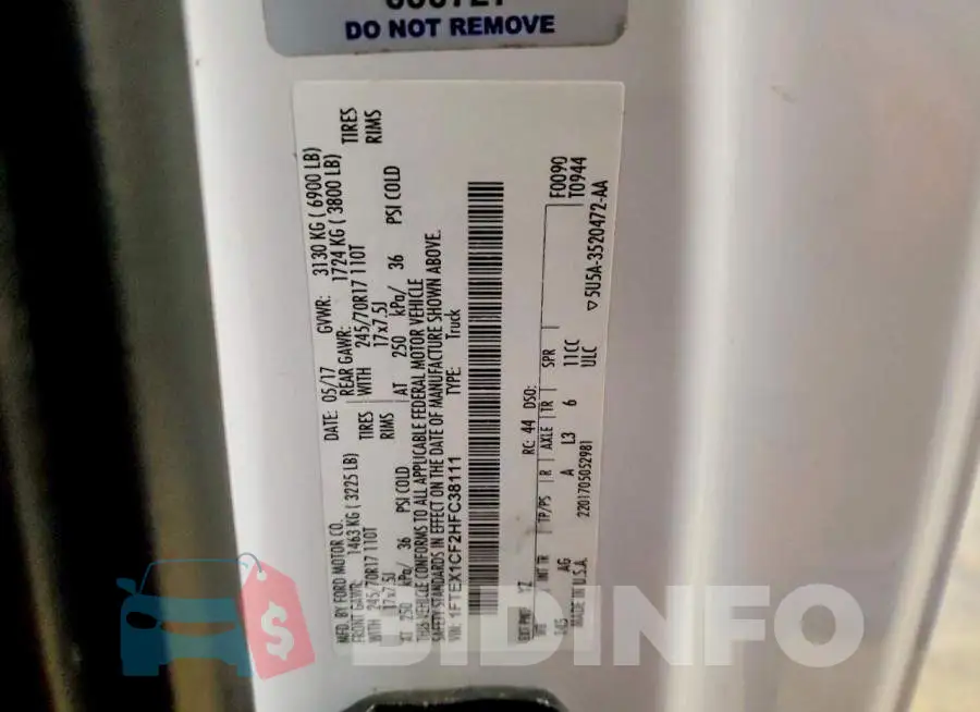 1FTEX1CF2HFC38111 Photo# 12