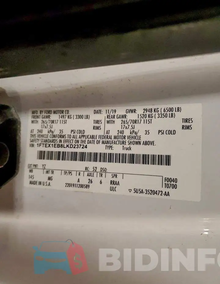 1FTEX1EB8LKD23724 Photo# 12