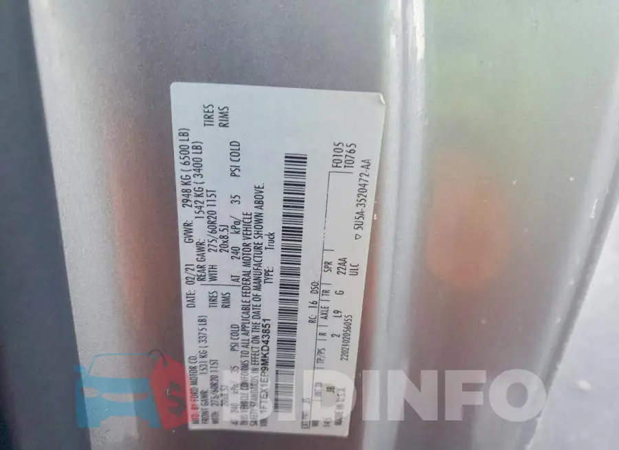 1FTEX1EP9MKD43851 Photo# 12