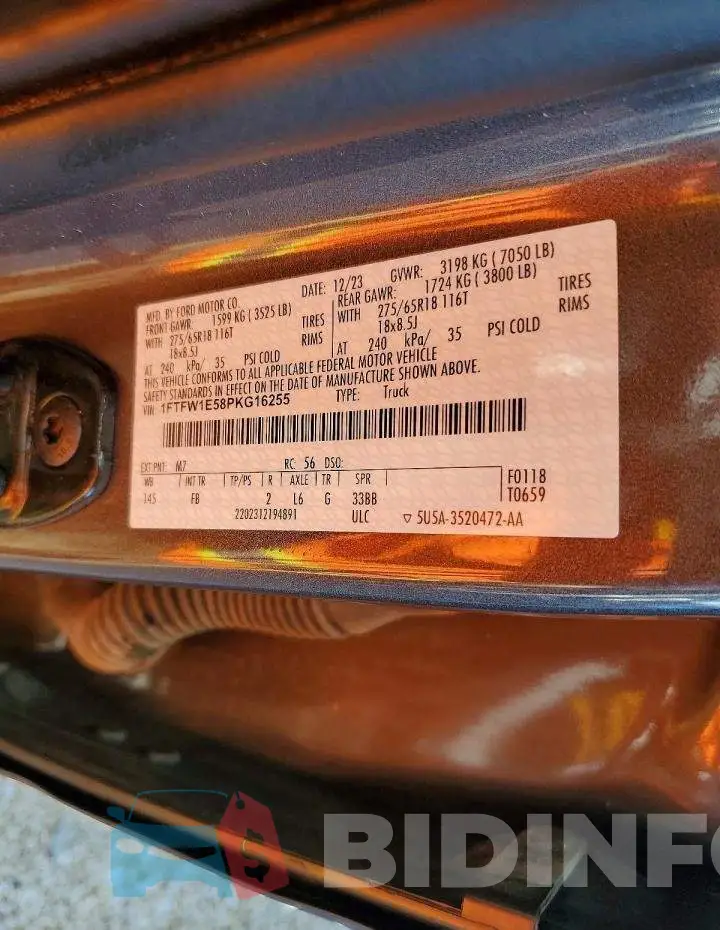 1FTFW1E58PKG16255 Photo# 12