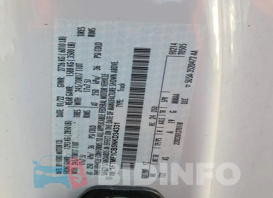 1FTMF1CB5NKD34331 Photo# 12