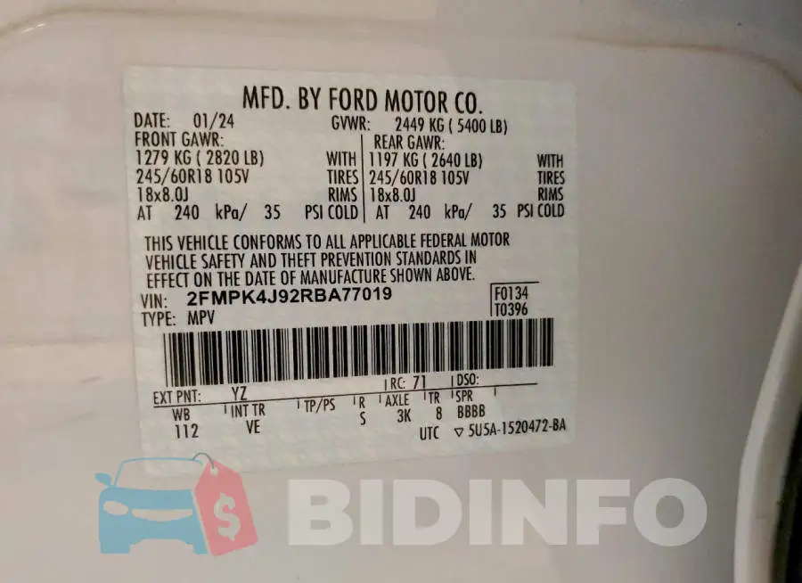 2FMPK4J92RBA77019 Photo# 14
