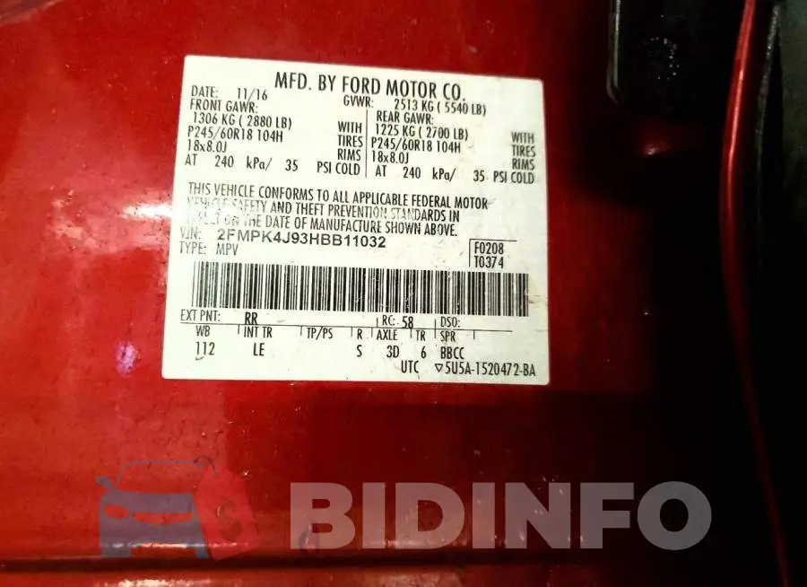 2FMPK4J93HBB11032 Photo# 13