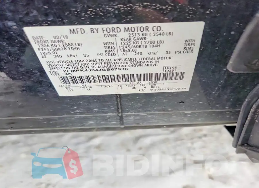 2FMPK4J94JBB67938 Photo# 13
