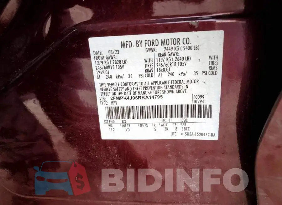 2FMPK4J96RBA14795 Photo# 13