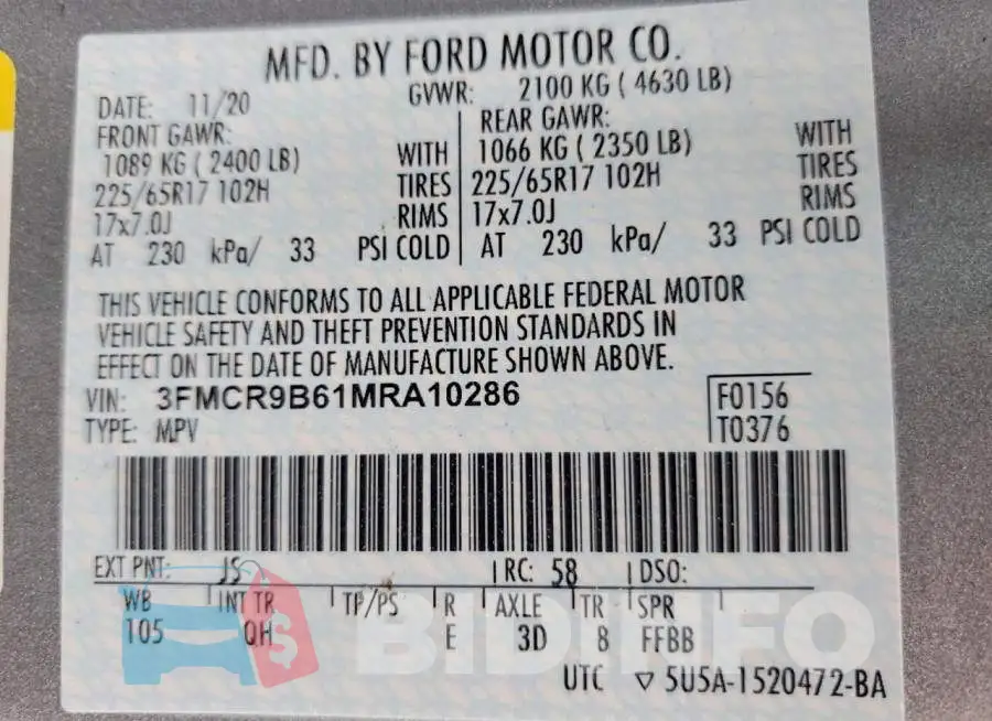 3FMCR9B61MRA10286 Photo# 14