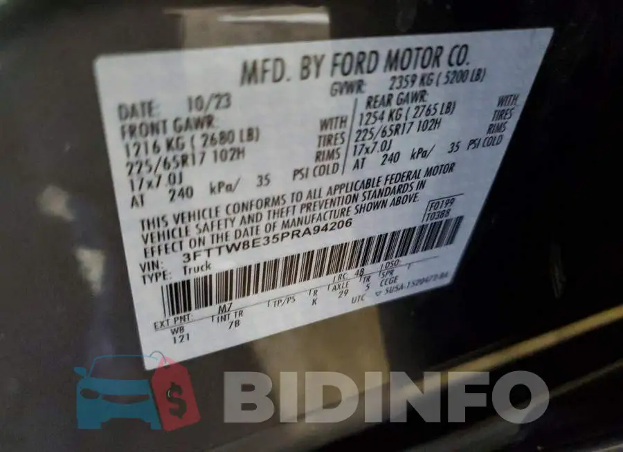 3FTTW8E35PRA94206 Photo# 12