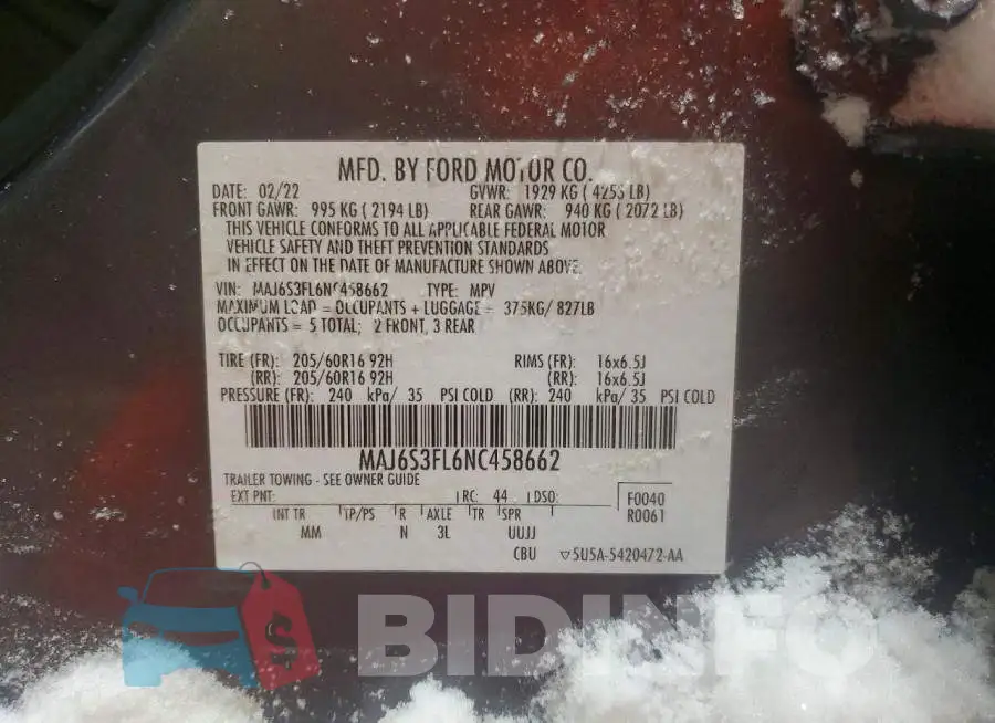 MAJ6S3FL6NC458662 Photo# 13