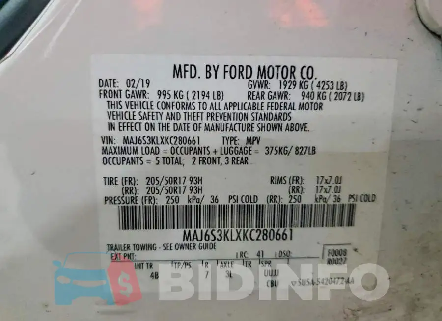 MAJ6S3KLXKC280661 Photo# 14