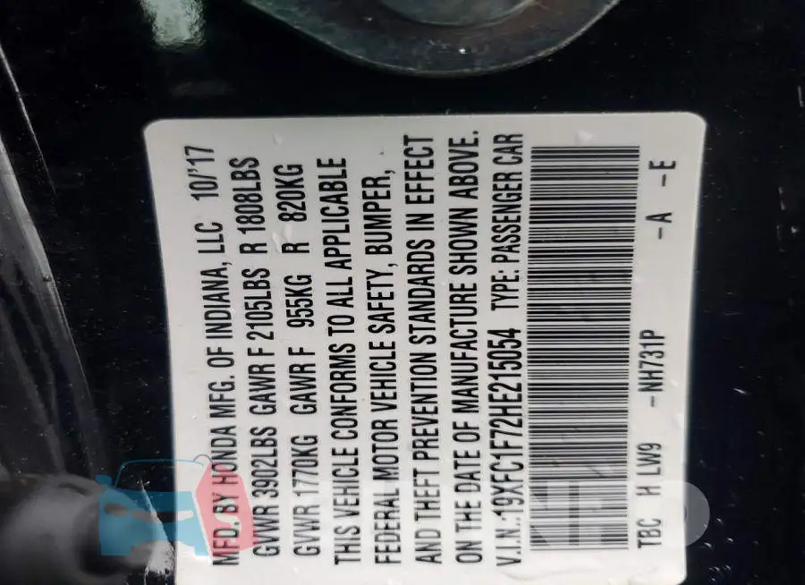 19XFC1F72HE215054 Photo# 13