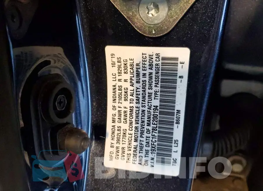 19XFC1F78LE200194 Photo# 12