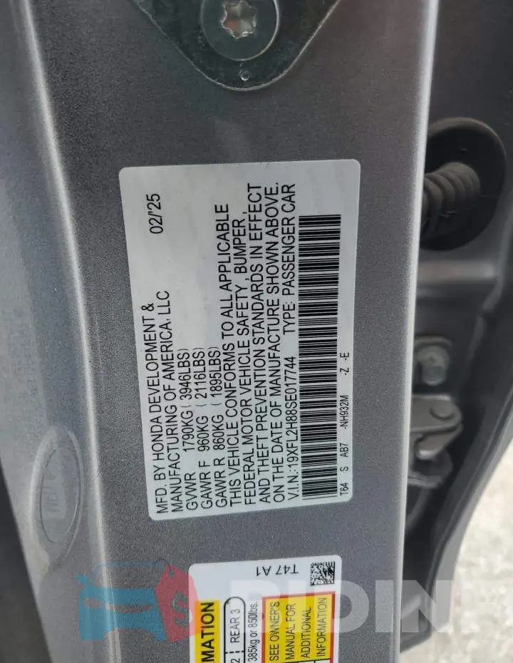 19XFL2H88SE017744 Photo# 12