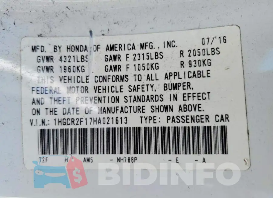 1HGCR2F17HA021613 Photo# 12