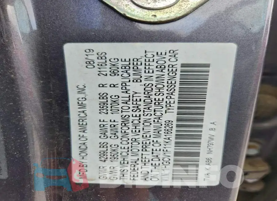1HGCV1F11KA166269 Photo# 13