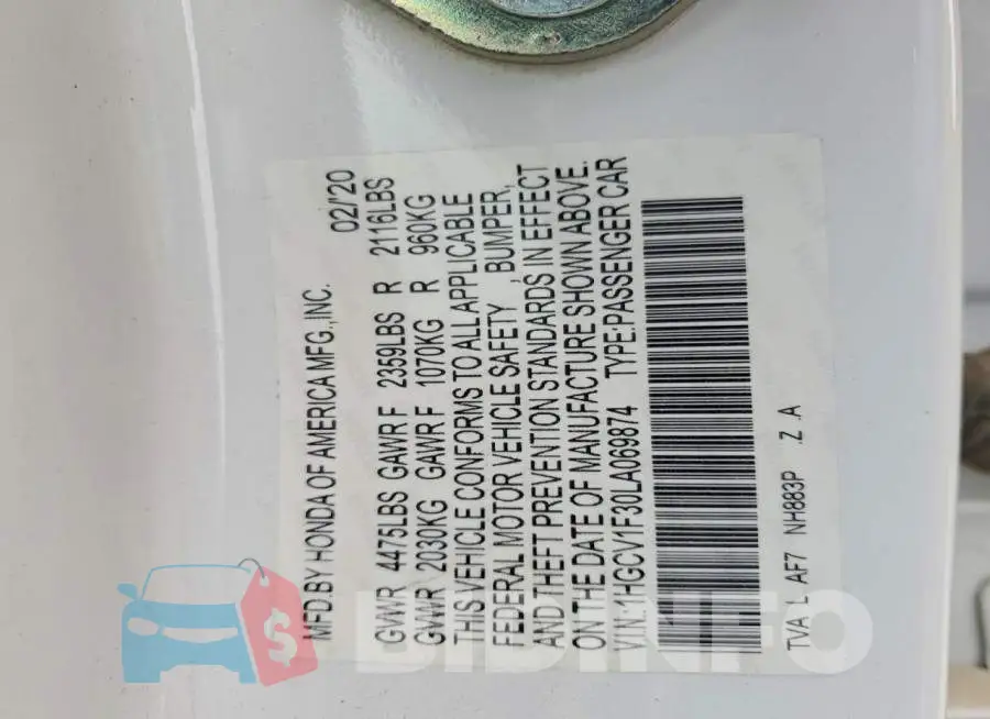 1HGCV1F30LA069874 Photo# 13
