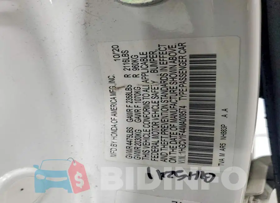 1HGCV1F44MA009574 Photo# 13