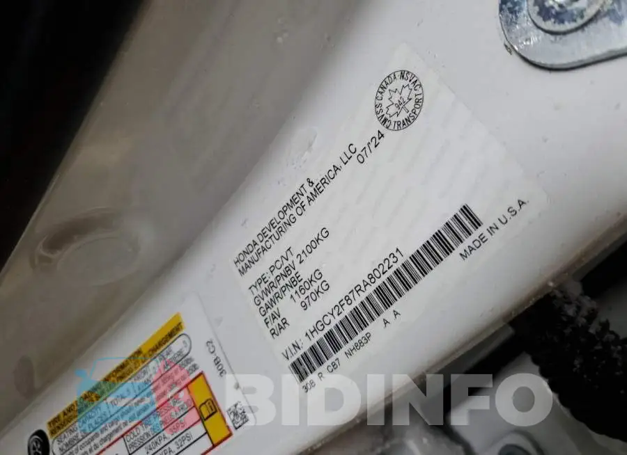 1HGCY2F87RA802231 Photo# 12