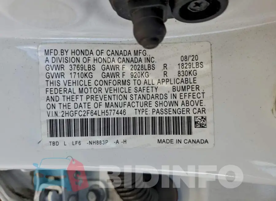 2HGFC2F64LH577446 Photo# 12