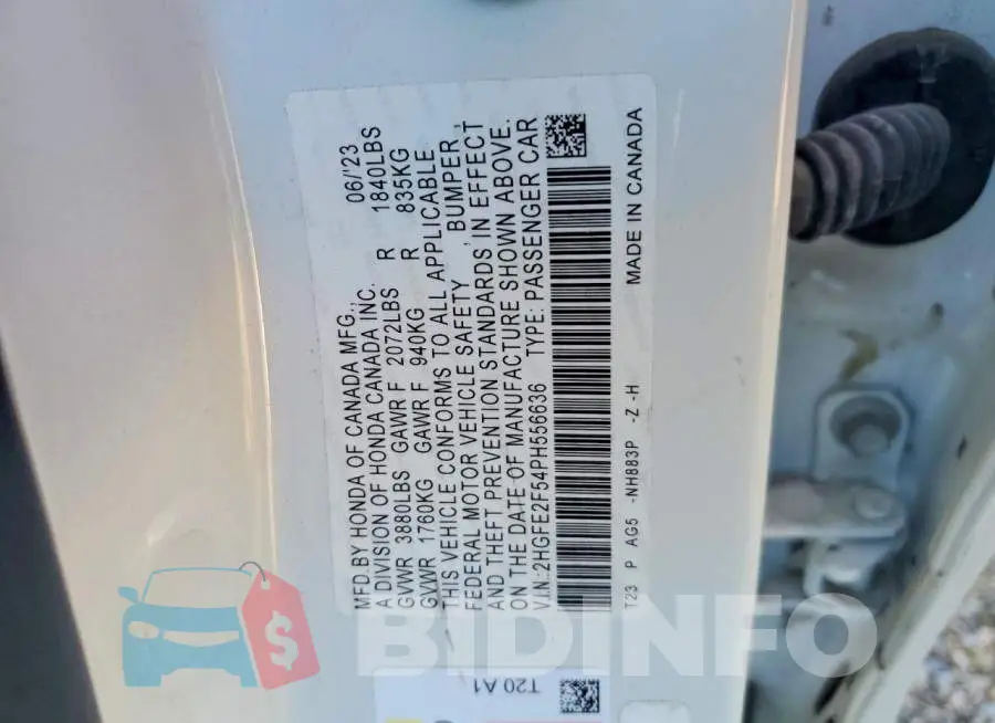 2HGFE2F54PH556636 Photo# 12