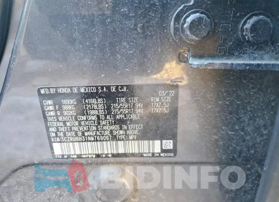 3CZRU6H31NM769067 Photo# 14