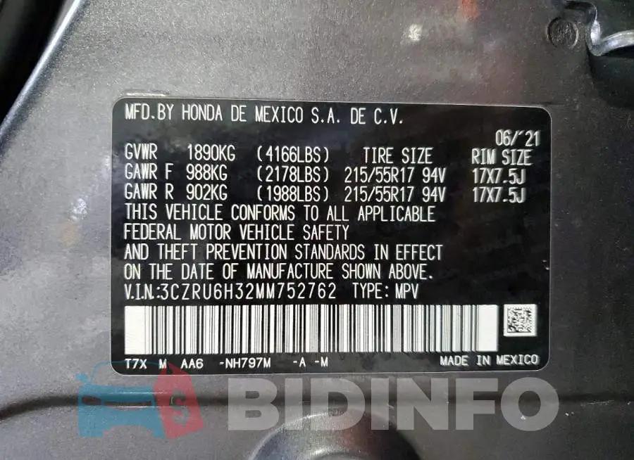 3CZRU6H32MM752762 Photo# 13