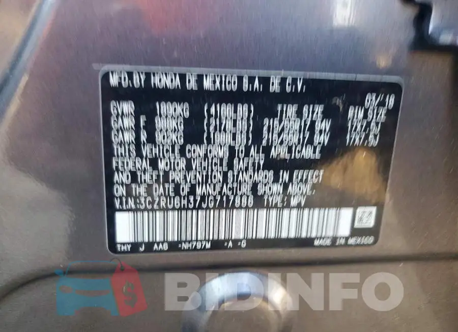 3CZRU6H37JG717886 Photo# 13