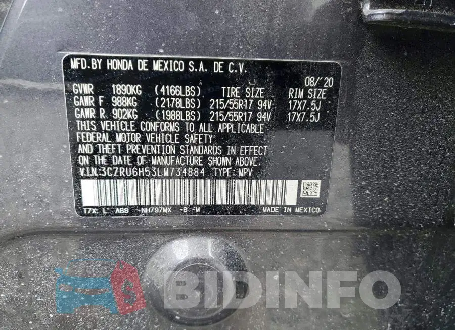 3CZRU6H53LM734884 Photo# 13