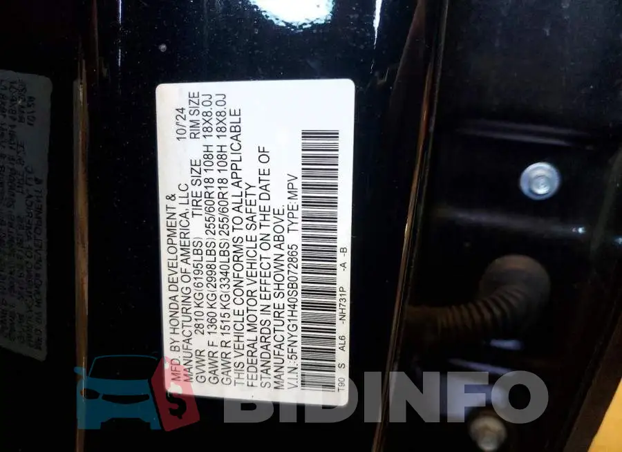 5FNYG1H40SB072865 Photo# 13