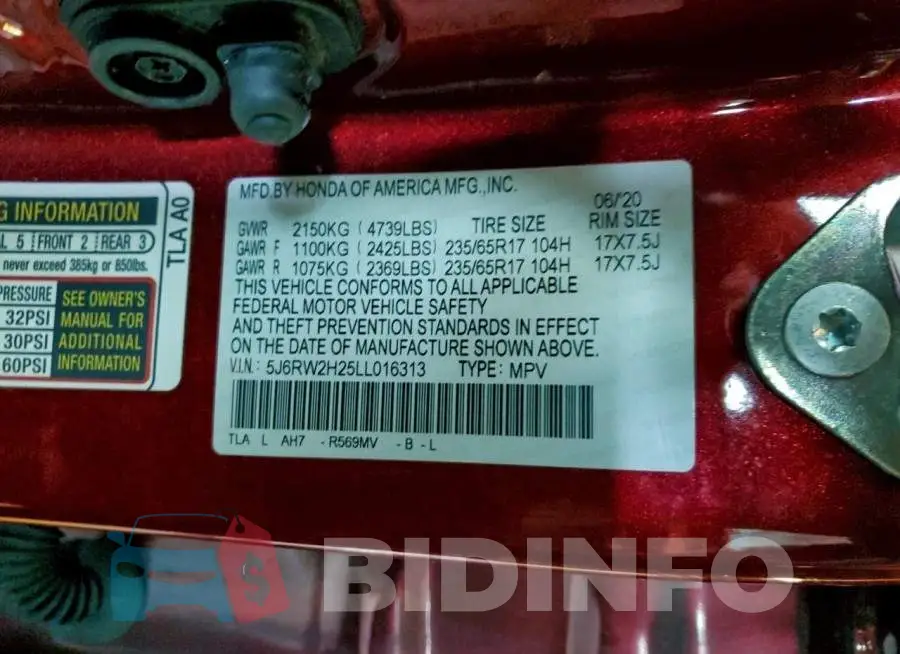 5J6RW2H25LL016313 Photo# 13