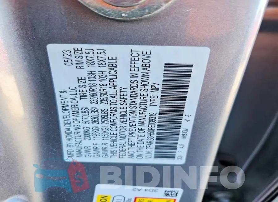 7FARS6H50PE039319 Photo# 14