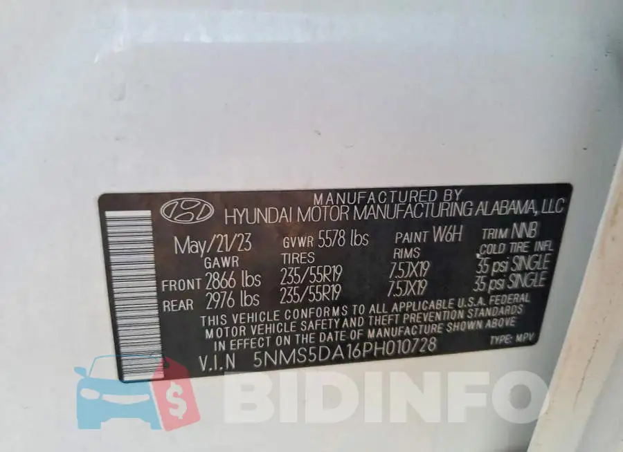 5NMS5DA16PH010728 Photo# 13