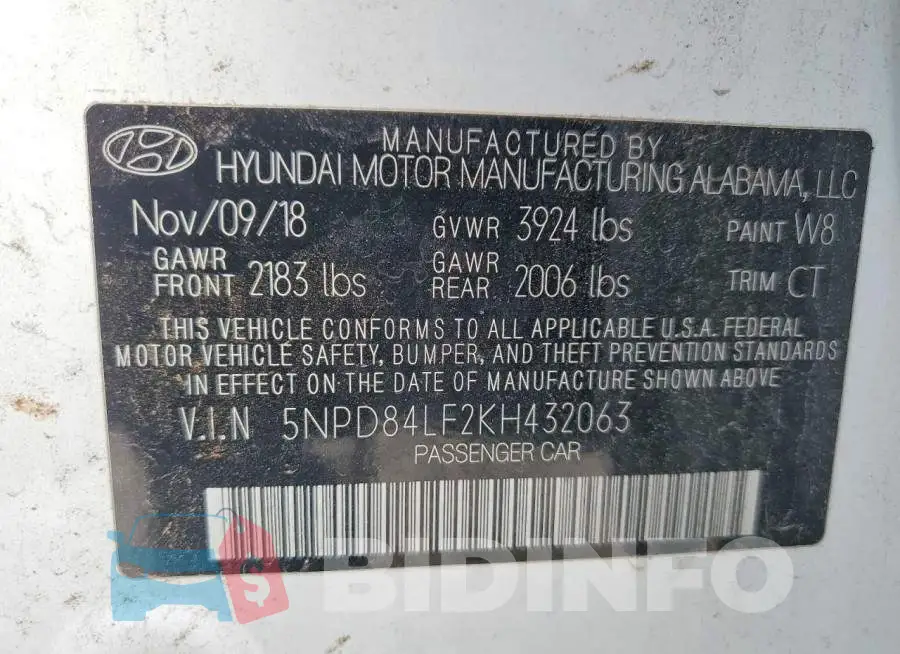 5NPD84LF2KH432063 Photo# 12