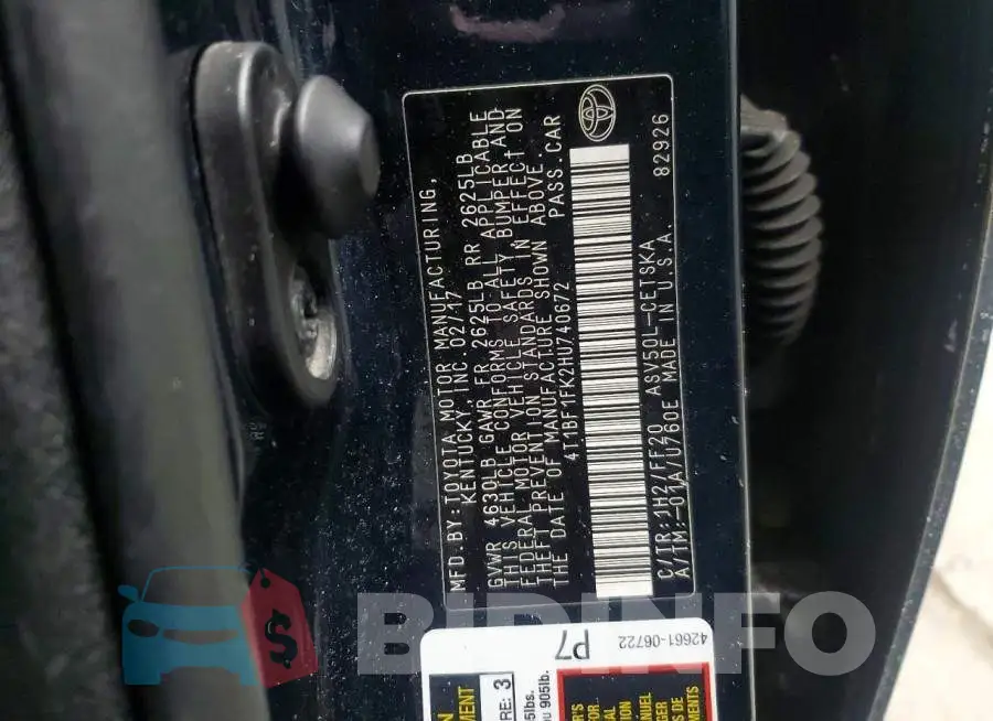 4T1BF1FK2HU740672 Photo# 12