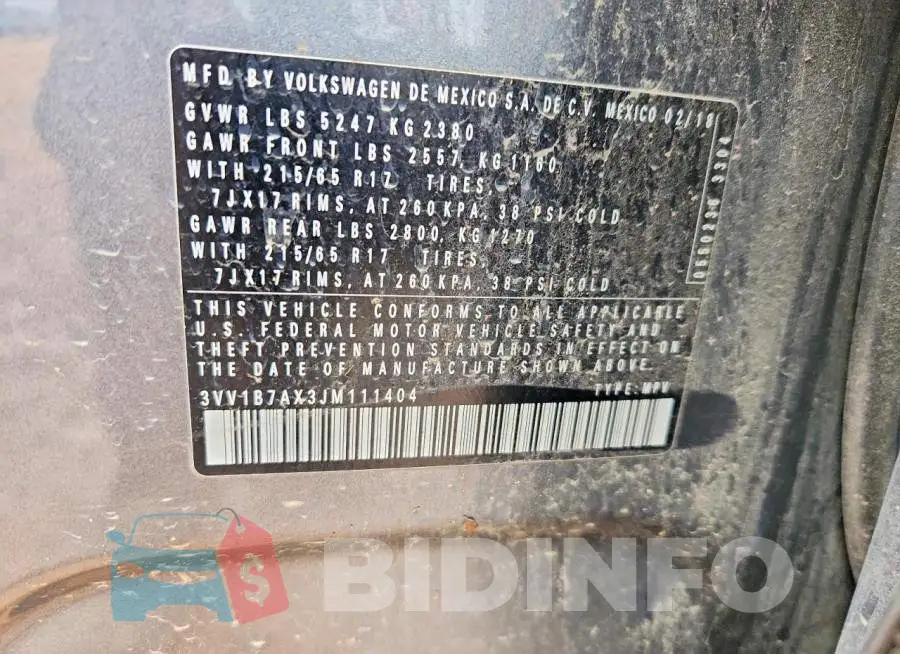 3VV1B7AX3JM111404 Photo# 13