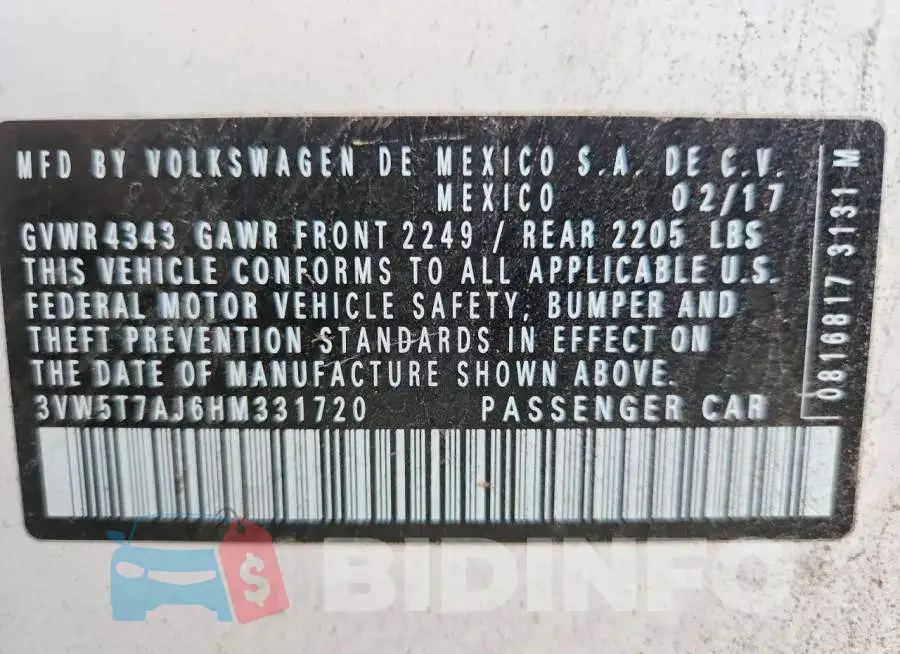 3VW5T7AJ6HM331720 Photo# 12
