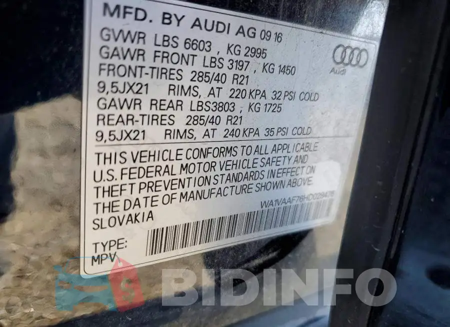 WA1VAAF76HD028476 Photo# 14