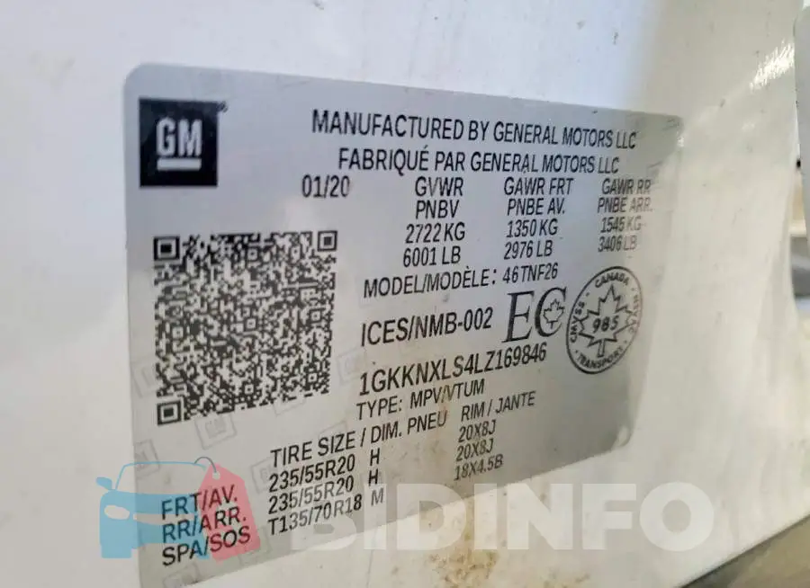 1GKKNXLS4LZ169846 Photo# 13