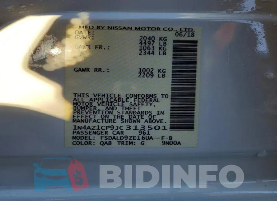 1N4AZ1CP9JC313501 Photo# 12