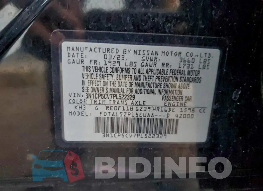 3N1CP5CV7PL522329 Photo# 13