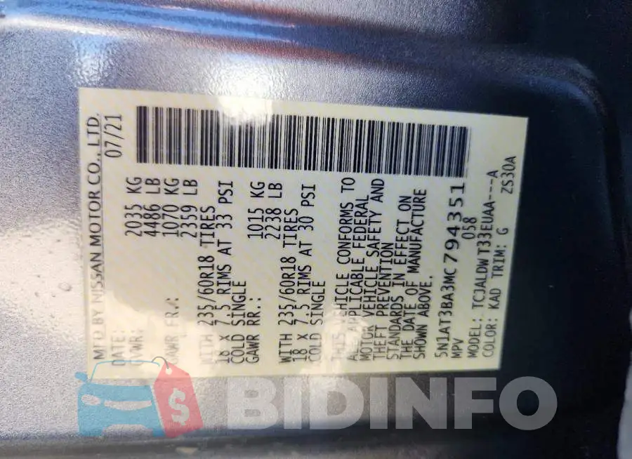5N1AT3BA3MC794351 Photo# 12