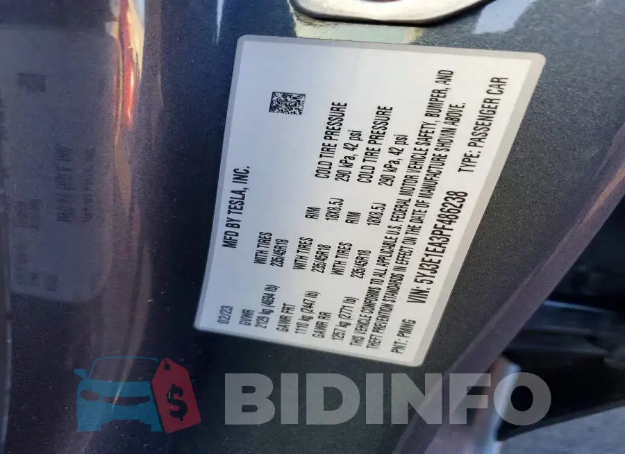 5YJ3E1EA3PF486238 Photo# 13