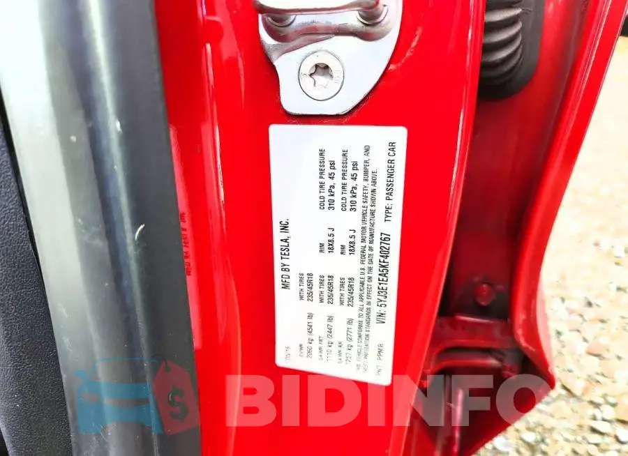 5YJ3E1EA5KF402767 Photo# 12