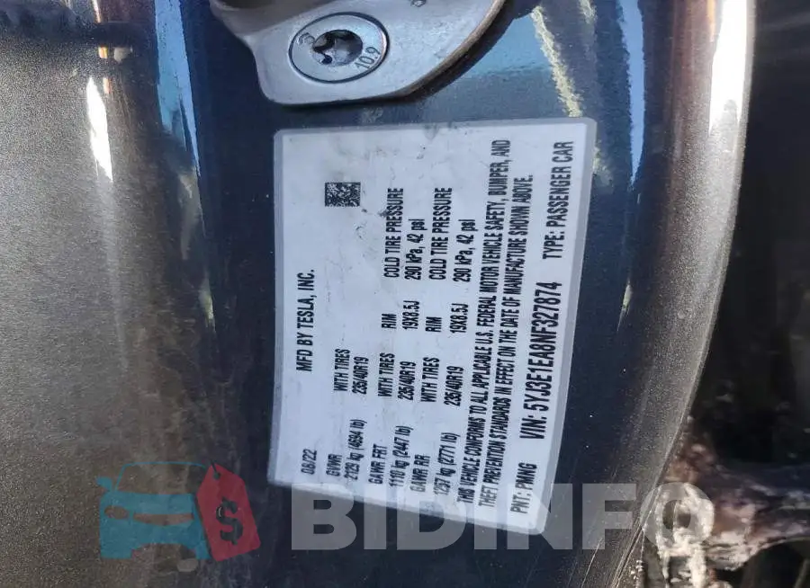 5YJ3E1EA8NF327874 Photo# 12