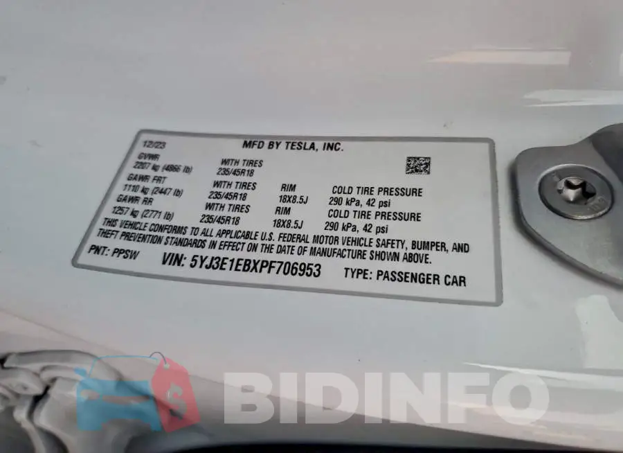 5YJ3E1EBXPF706953 Photo# 12