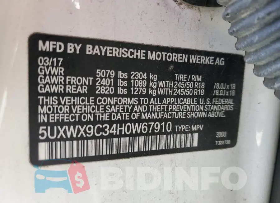 5UXWX9C34H0W67910 Photo# 13