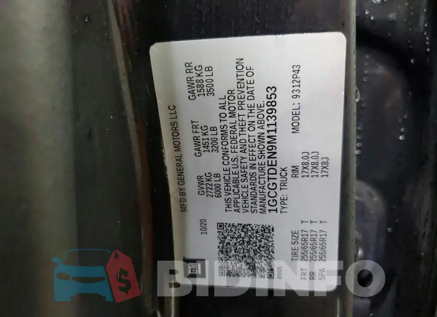 1GCGTDEN9M1139853 Photo# 13