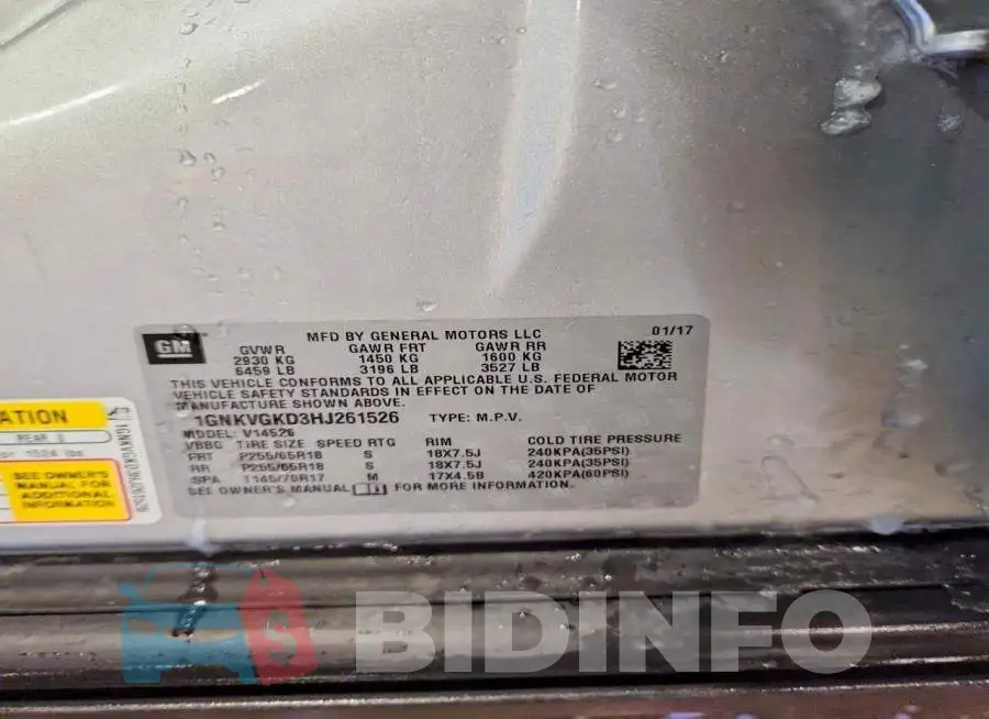 1GNKVGKD3HJ261526 Photo# 14