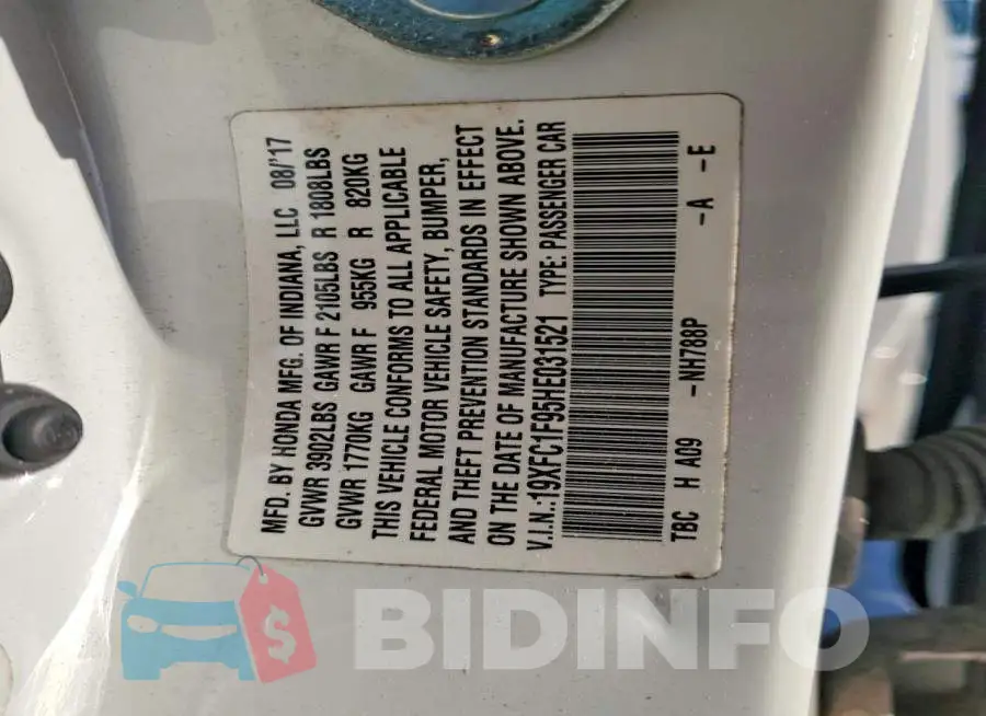 19XFC1F95HE031521 Photo# 13