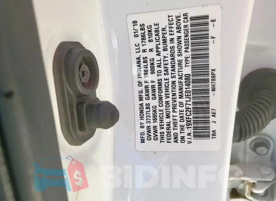 19XFC2F71JE014080 Photo# 12